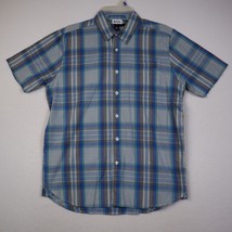 Volcom Shirt Mens S Blue Plaid Modern Fit Short Sleeve Button Up Casual - £18.12 GBP