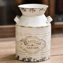 Jsy-Up Shabby Chic Vintage Farmhouse Jug Vase, Galvanized Milk Can, 9.8Inch. - £35.10 GBP