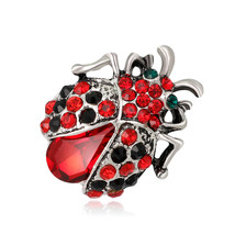 Red Crystal &amp; Cubic Zirconia Ladybug Brooch - £10.21 GBP