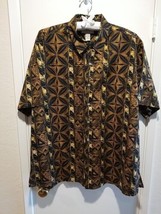 Cooke Street Honolulu Tribal Geometric Hawaiian Shirt Men&#39;s 2XL Black Brown  - £24.82 GBP