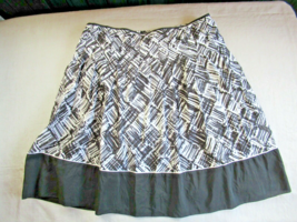 Talbots skirt fit &#39;n flair pleats 12P black white print lined cotton silk blend - £11.71 GBP