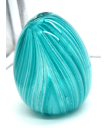 Egg Shaped Art Decorative Glass Figurine Turquoise  4&quot;t Hollow inside - €14,77 EUR