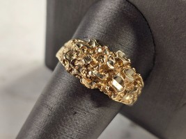 Mens Vintage Estate 10K Yellow Gold Nugget Ring 4.3g #E4829 - $440.55