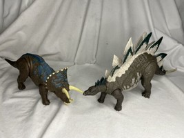 Mattel Jurassic World Park Stegosaur &amp; Sound Strike Triceratops Dinosaurs - £15.80 GBP