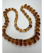Vintage Heavy Amber Faceted Necklace 27.5” X 19mm-11mm 104.84g - $3,104.77 MXN