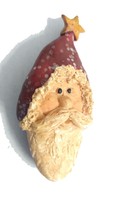 Vintage Hand Crafted Wood Wooden Santa Claus Brooch Pin Pendant - £11.67 GBP