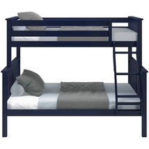 Twin over Full size Solid Wood Bunk Bed in Dark Navy Blue Finish - $23,338.20 MXN