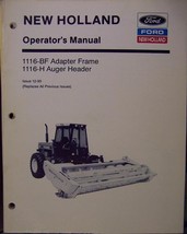 New Holland 1116-BF Adapter Frame, 1116-H Auger Header Operator&#39;s Manual - £7.90 GBP
