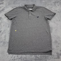 American Eagle Outfitters Shirt Mens M Gray Short Sleeve Button Logo Collar Polo - £17.85 GBP