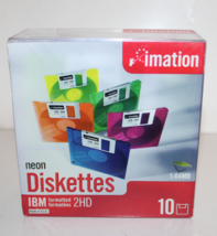 Imation Neon Diskettes 10 Pack IBM Formatted Brand New Sealed - $24.00
