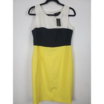 Evan Picone Black Label Sheath Dress 6 Womens Lemon Ice Sleeveless Back Zip Midi - £23.98 GBP