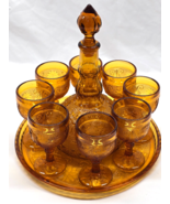 Vintage INDIANA GLASS TIARA 11 Piece SANDWICH AMBER Cocktail Wine Decant... - $89.98
