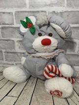 Fisher-Price Christmas Puffalump gray 1987 vintage plush mouse candy cane 8016 - £7.77 GBP
