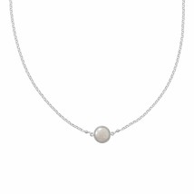 925 Sterling Silver Cultured Freshwater Bezel Coin Pearl Simple Drop Necklace - £115.33 GBP