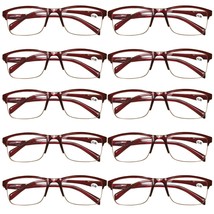 10Pair Womens Half Frame Square Classic Reading Glasses Red Spring Hinge... - $16.89
