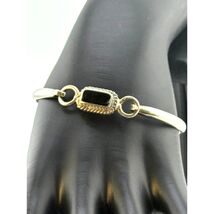 Vintage Taxco Mexico Sterling Silver Onyx Hinged Bracelet - $62.62