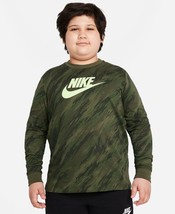 Nike Big Boys Sportswear Printed Long-Sleeve T-Shirt,Green,Large Plus - £25.41 GBP