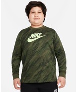 Nike Big Boys Sportswear Printed Long-Sleeve T-Shirt,Green,Large Plus - £25.78 GBP