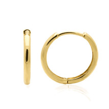 Genuine 14k Yellow Gold 2mm Wide Hinged Hoop Earrings - 15mm Diameter - $178.00