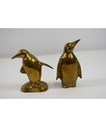 Solid Brass Penguin Figurine Pair 2 Lbs Sculpture Antarctic Birds Vtg Ov... - £37.89 GBP