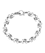 Elaborate Aum-Om Symbol Link .925 Silver Bracelet-8 in. - £43.62 GBP