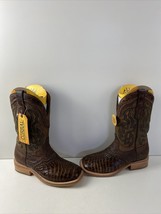 NWOB Corral Brown Alligator Overlay &amp; Embroidery Square Toe Boots Men’s 7.5 EE - £241.15 GBP