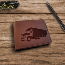 Truck Driver Gifts. Personalized Leather Custom Engraved Handmade Mens Wallet - £35.77 GBP