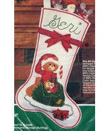 Bucilla Christmas Stocking Santa Bear Jeweled Stitchery NOS Unopened Kit - $39.59