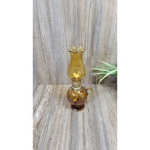 Vintage Miniature Oil Lamp, Amber Glass Grape, Finger Handle Hong Kong - £24.83 GBP