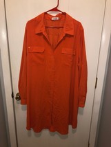 NEW Calvin Klein Plus Size 3X Shirt Dress Roll Tab Long Sleeve Button Front - £15.77 GBP