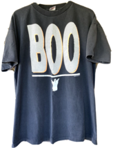 VTG Halloween BOO T-Shirt Glow In The Dark Single Stitch Black Faded Grunge USA - £96.39 GBP
