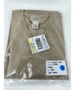 L.L. Bean V-Neck Sweater Camel Brown - Meas L Fits Medium - Cashmere Blend - £16.33 GBP