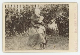 Antique c1880s Rare Cabinet Card Older Mennonite Woman Outside Bainbridge, PA - £22.10 GBP