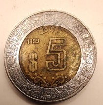 1999 Mexico $5 Pesos Bimetallic Coins - £5.51 GBP