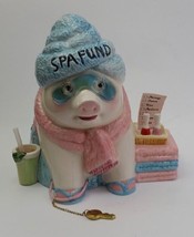 Mud Pie Piggy Spa Fund Coin Bank Ceramic Multi-Color Key Drink Polish List - £22.16 GBP