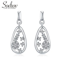 Sodrov Classic 925 Silver Jewelry Silver Stud Earrings For Women  Natural Flower - £10.50 GBP