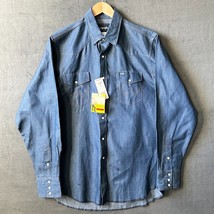 Vintage Wrangler Denim Cowboy Cut Snap Front Shirt-Men&#39;s Size 17 x 36 De... - $94.95