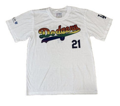 MLB Uomo S M La Los Angeles Dodgers Lgbt Gay Pride Argomento Notte T-Shirt Sga - £11.71 GBP