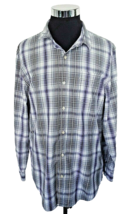 JACHS Button Front Shirt Men&#39;s Size XXL Blue Plaid Cotton Long Sleeves C... - £10.61 GBP