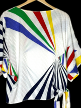 Vintage Siasia New York Women Waist Tie Top Geometric Primary Colors OS Flag USA - £27.77 GBP