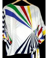 Vintage Siasia New York Women Waist Tie Top Geometric Primary Colors OS ... - £27.76 GBP