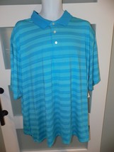 GEORGE Blue Striped SS Performance Polo Golf Shirt Size 3XL (54/56) Men&#39;s NEW - £20.69 GBP