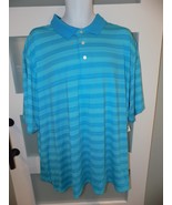 GEORGE Blue Striped SS Performance Polo Golf Shirt Size 3XL (54/56) Men&#39;... - £20.37 GBP