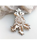 Holly leaf flower pendant fine silver, Christmas jewelry, precious metal... - £79.08 GBP