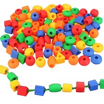 Lacing Beads For Toddlers (60 Stringing Beads,4 Strings) -Educational Montessori - £20.39 GBP