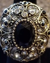 HURREM SULTAN ~ BLACK Turkish Goldtone Ring with Gemstones ~ Size 9 ~ Jewelry - £14.94 GBP