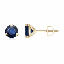 Authenticity Guarantee 
Natural Blue Sapphire Round Solitaire Stud Earrings i... - £1,094.13 GBP