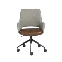 21.26&quot; X 25.60&quot; X 37.21&quot; Tilt Office Chair In Gray Fabric And Light Brown Leathe - £633.55 GBP