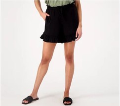 Candace Cameron Bure Regular Short with Ruffle Detail (Black, XS) A488176 - £12.84 GBP