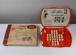 Vintage 1950s Plastic Travel Puzzle Game Set &quot;Peg-Q&quot;, E. S. Lowe Co., In... - £24.55 GBP